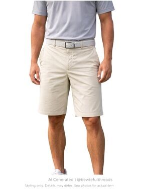 Nike Golf Dri-FIT Cream Khaki Flat Front Golf Shorts W40